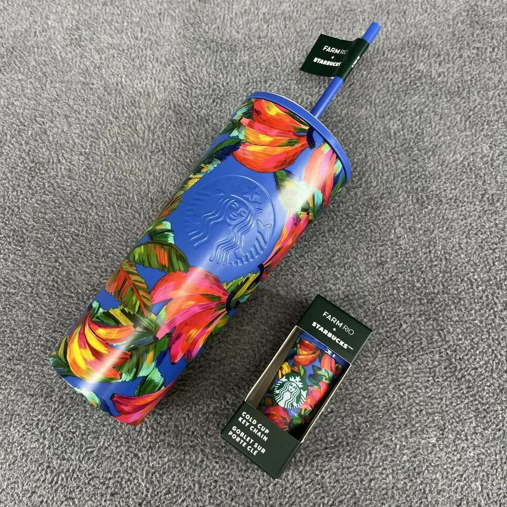 Starbucks Limited Edition Farm Rio Blue Banana Collection Tumbler Key Chain 24oz